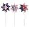 Glitzhome® 32" Plastic Stars & Stripes Patriotic Windmill Set